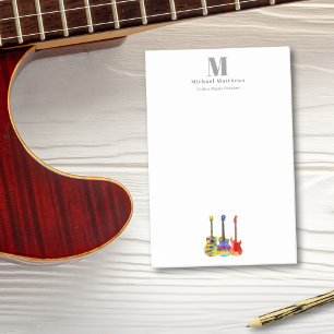 Notas Post-it® Profesor de Guitarra Negocio de Música Monograma P