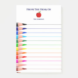 Notas Post-it® Profesor de la escuela Rainbow nombra a los lápice