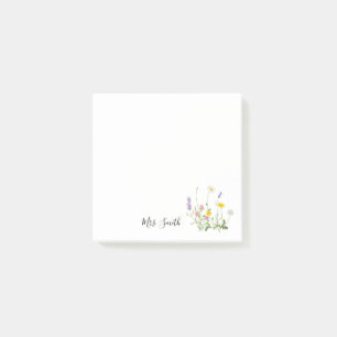 Notas Post-it® Profesor de monograma de ramo de flores silvestres