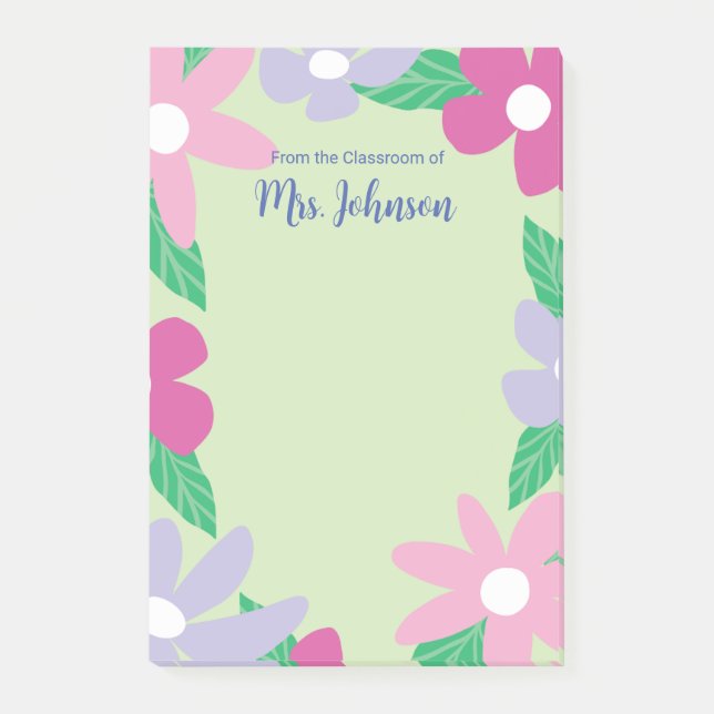 Notas Post-it® Profesor Floral Personalizado (Anverso)