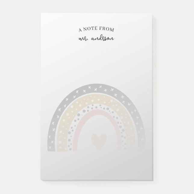 Notas Post-it® Profesor personalizado de arcoiris acuarela (Anverso)