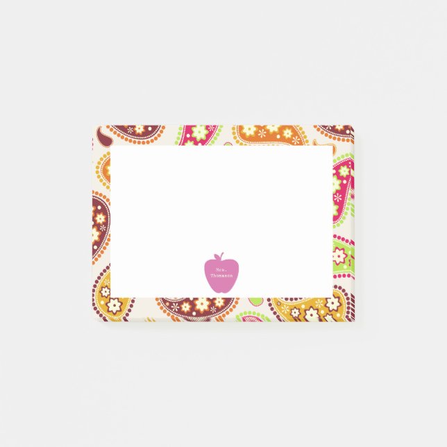 Notas Post-it® Profesor rosado de Apple Paisley (Anverso)