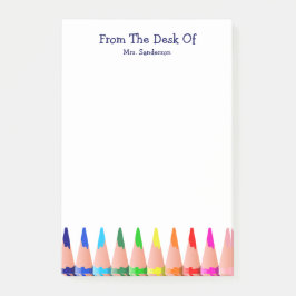 Notas Post-it® Profesora de aula nombra lapiceros de arcoiris 