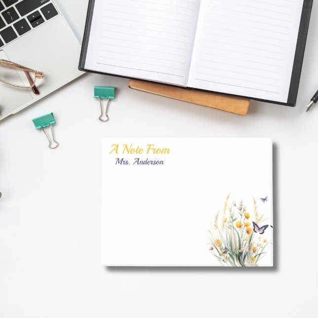 Notas Post-it® Profesora de flores silvestres personalizado aprec (Cute, a note from custom wildflowers' teacher appreciation post-it note)