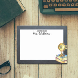 Notas Post-it® Profesora personalizada de Globe y Chalkboard