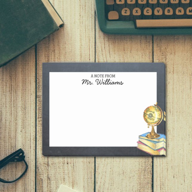 Notas Post-it® Profesora personalizada de Globe y Chalkboard (Subido por el creador)