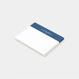 Notas Post-it® Professional Modern Navy Blue Monogram Full Name