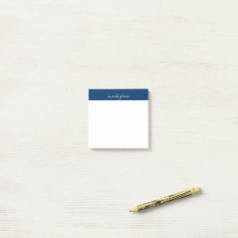 Notas Post-it® Professional Modern Navy Blue Monogram Full Name