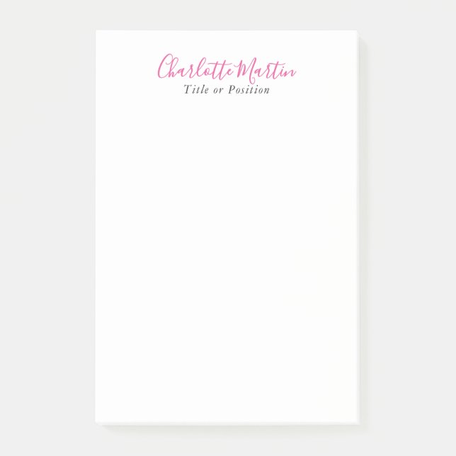 Notas Post-it® Professional Pink White Manager Consultant Chief (Anverso)