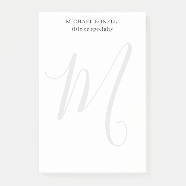 Notas Post-it® Professional Plain Modern Minimalist Monogrammed (Anverso)