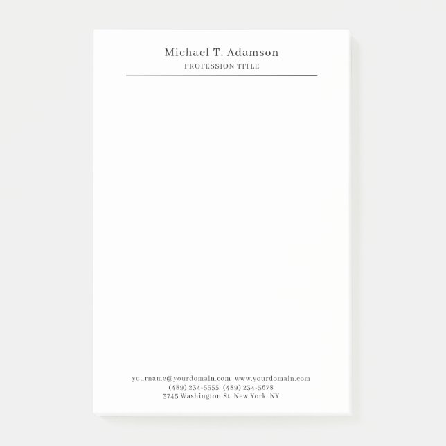 Notas Post-it® Professional Retro Style Elegant Plain Simple (Anverso)