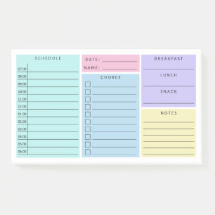 Notas Post-it® Programa escolar residencial diario Pink Blue Purp