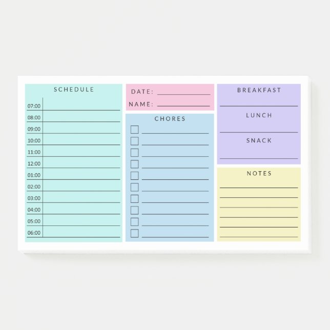 Notas Post-it® Programa escolar residencial diario Pink Blue Purp (Anverso)