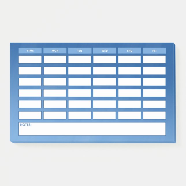 Notas Post-it® Programa escolar semanal simple de Blue Ombre (Anverso)