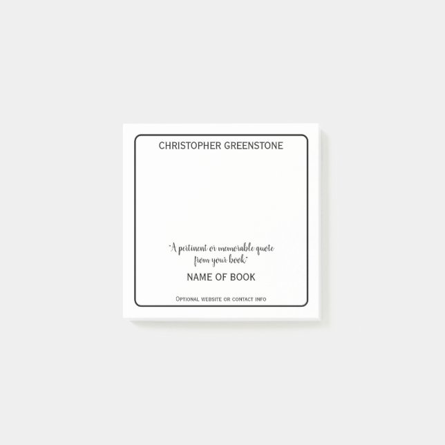 Notas Post-it® Promoción de libro de autor (Anverso)