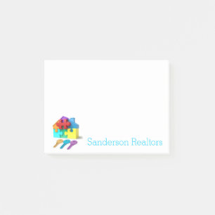 Notas Post-it® Propiedades inmobiliarias, casa y llaves, agente