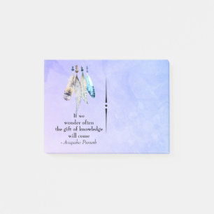 Notas Post-it® Proverbio nativo americano de Arapaho con plumas