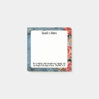 Notas Post-it® Proverbs 31:25 Post-It Notes Bible Verse Floral 