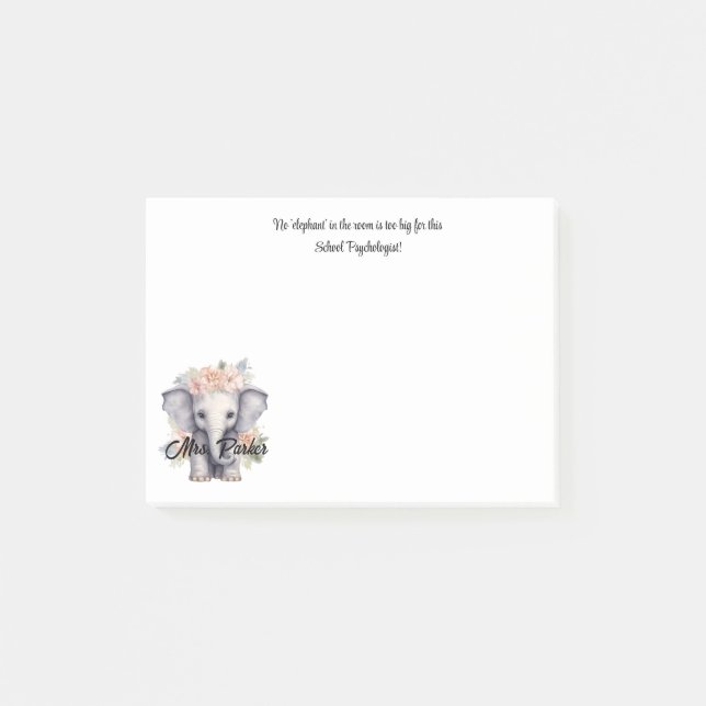 Notas Post-it® Psicólogo De La Escuela Cute Elefante Cita Terapia (Anverso)
