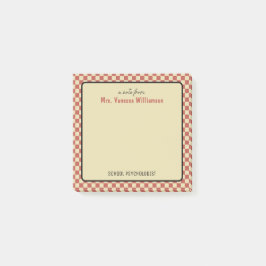 Notas Post-it® Psicólogo Escolar Patrón de Cuadro Retro Personali