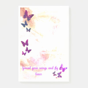 Notas Post-it® Publicación femenina personalizada de mariposa