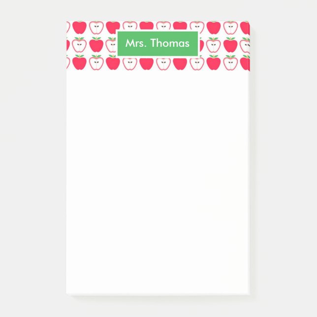 Notas Post-it® Publicación personalizada de Apple roja y blanca N (Anverso)