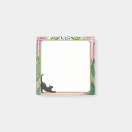 Notas Post-it® Puerta de jardín al aguarela y gato negro estiránd
