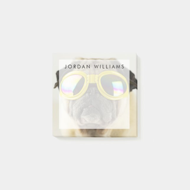 Notas Post-it® Pug con gafas (Anverso)