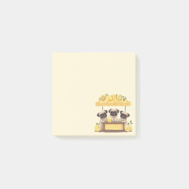 Notas Post-it® Pug Dogs Lemonade Stand (Anverso)