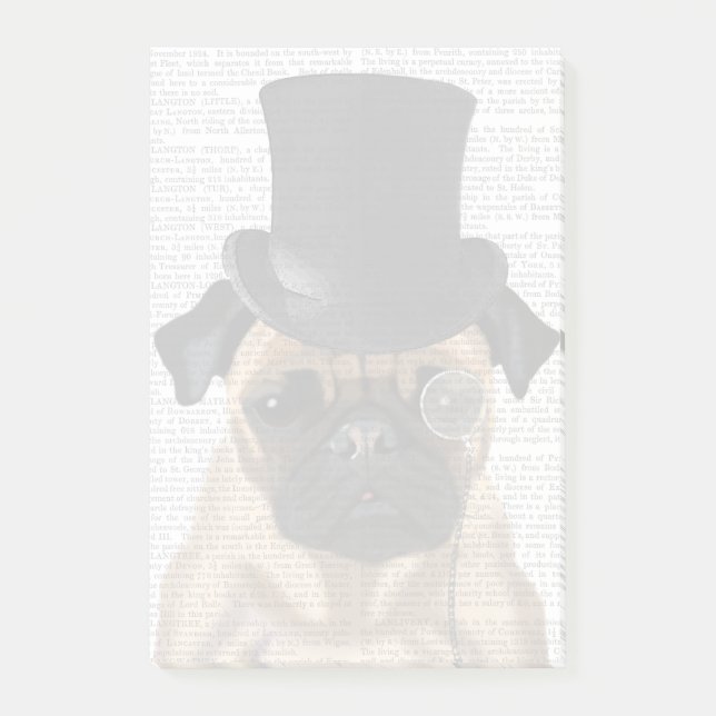 Notas Post-it® Pug, hebilla formal y Gorra (Anverso)