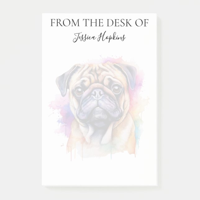 Notas Post-it® Pug Lover Monogrammed Dog (Anverso)