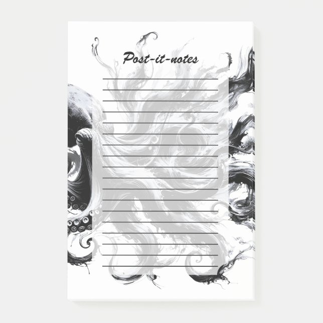 Notas Post-it® Pulpo Kraken de Tinta Abstracta (Anverso)