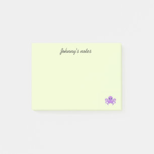 Notas Post-it® Pulpo morado lindo verde