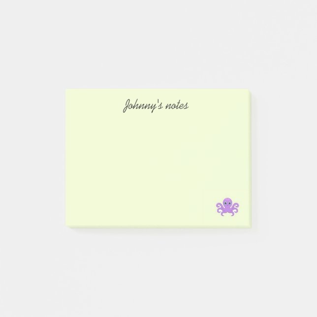 Notas Post-it® Pulpo morado lindo verde (Anverso)