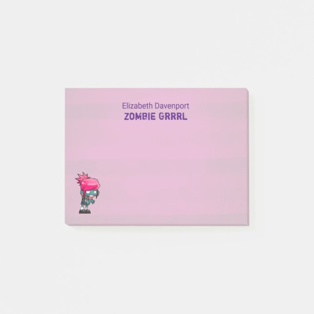 Notas Post-it® Punk lindo Rock Zombie Grrrl (Anverso)