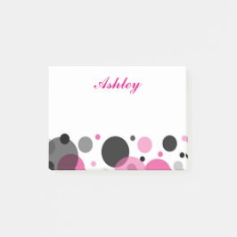 Notas Post-it® Punto de Polka Negro Rosa