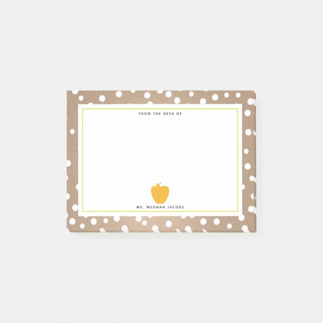 Notas Post-it® Punto Polka + profesor de Apple amarillo (Anverso)