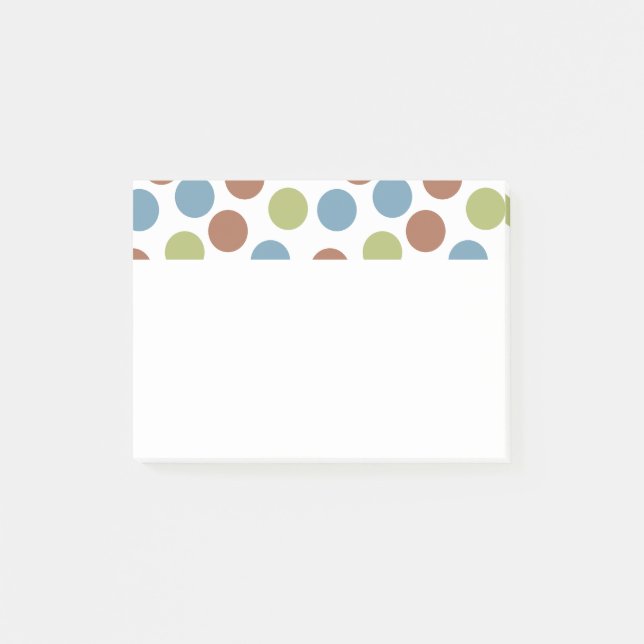Notas Post-it® Puntos azules, verdes y marrones (Anverso)