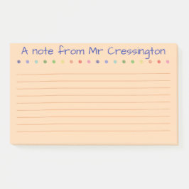 Notas Post-it® Puntos coloreados de profesores personalizados enc