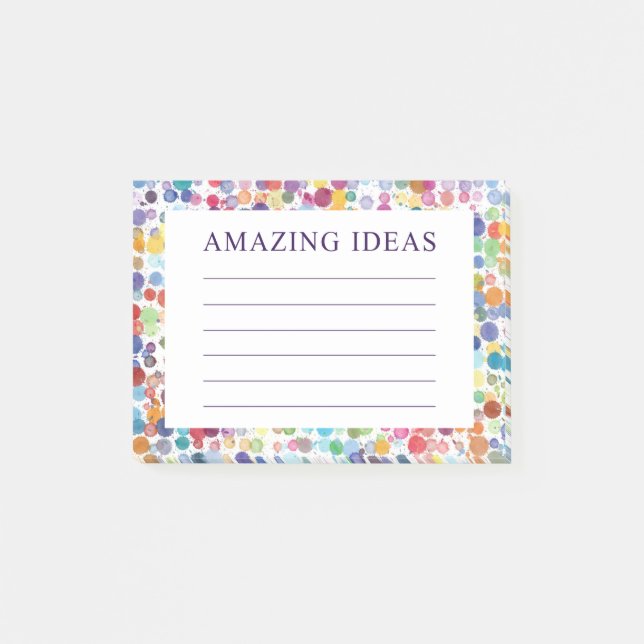 Notas Post-it® Puntos de acuarela Ideas increíbles (Anverso)