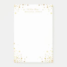 Notas Post-it® Puntos de Confetti de oro personalizados