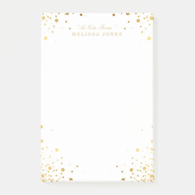 Notas Post-it® Puntos de Confetti de oro personalizados (Anverso)