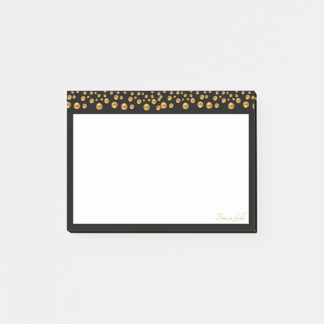 Notas Post-it® Puntos de oro en negro (Anverso)