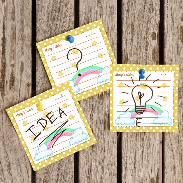 Notas Post-it® Puntos de polka amarillos, estrellas lindas y arco (Subido por el creador)