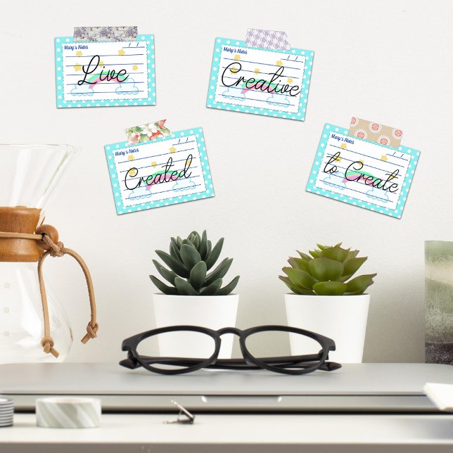 Notas Post-it® Puntos de polka azul, estrellas lindas y arcos 4"  (Subido por el creador)