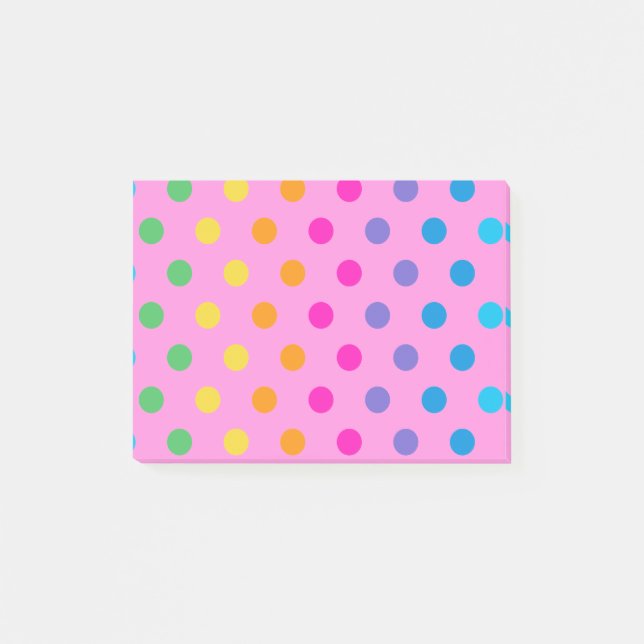 Notas Post-it® puntos de polka de arco iris (Anverso)