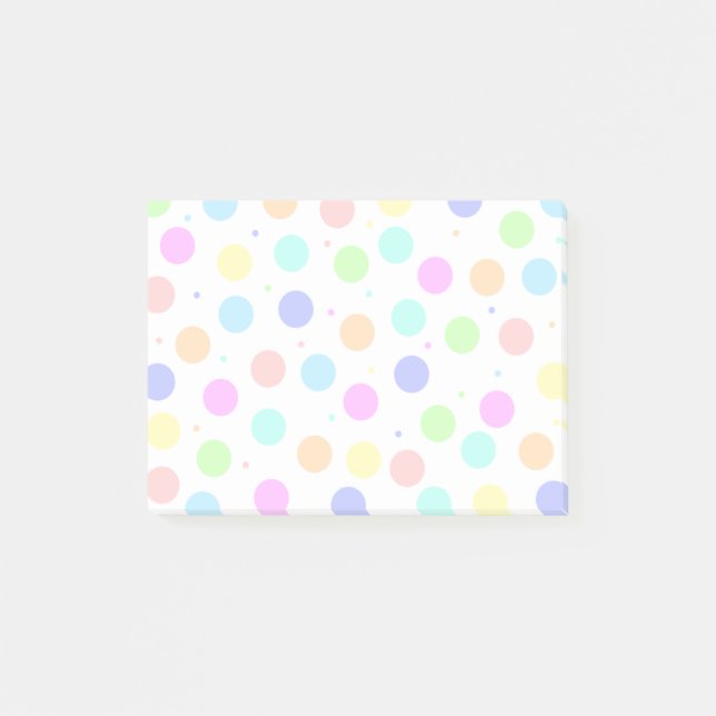 Notas Post-it® Puntos de polka de color claro (Anverso)