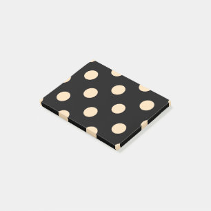 Notas Post-it® Puntos de Polka de Crema Negra