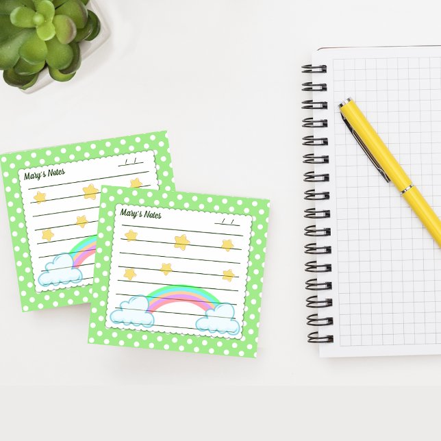 Notas Post-it® Puntos de polka verde, estrellas lindas y arcos 3" (Subido por el creador)