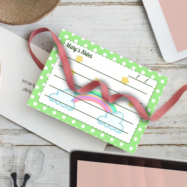 Notas Post-it® Puntos de polka verde, estrellas lindas y arcos 4" (Subido por el creador)